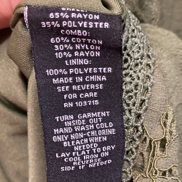 Zac & Rachel Olive Green Lacey 2X Dress - Picture 8 of 8